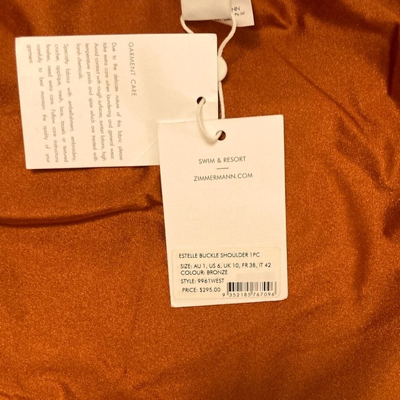 Zimmermann Brown One Piece Swimsuit High-Cut Minimalist Estelle - Picture 11 of 12